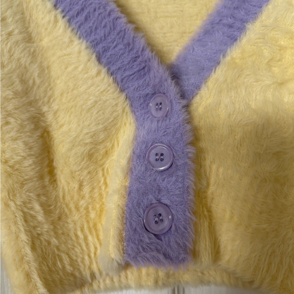 NWOT For Love And Lemons Yellow and Purple Cardigan - Picture 2 of 3